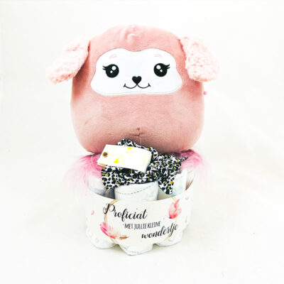 Geboortegeschenk-pampers-knuffel-meisje